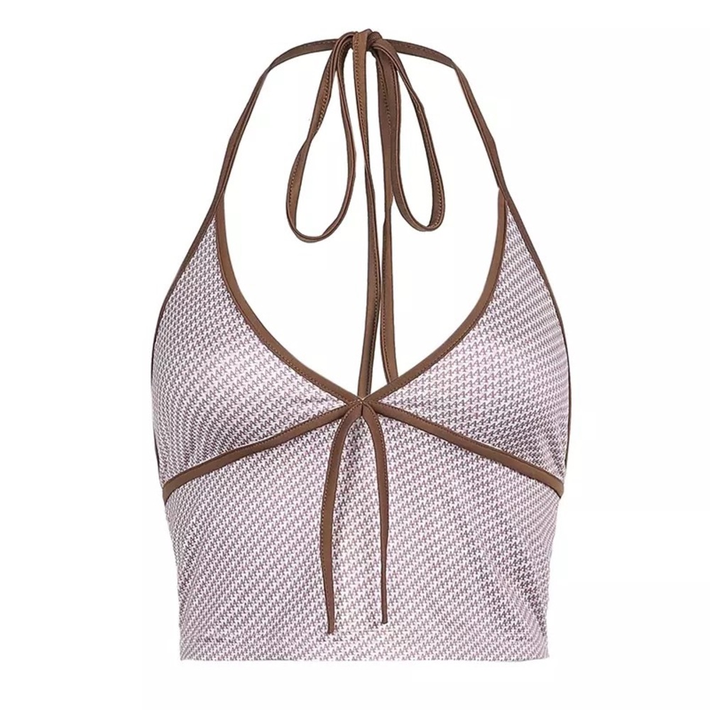 A Letter tie tank top crop top halter
